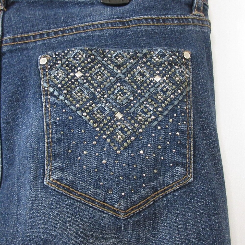 Code Bleu Gwen Jeans Size 10 (32X20) 5-Pocket Embellished Stretch Med Wash Denim